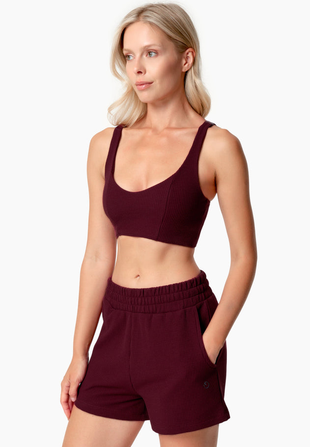 Bella Wafel Croptop Bordeaux