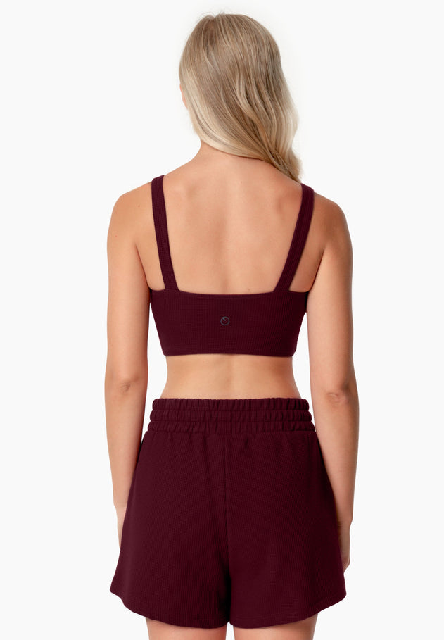 Bella Wafel Croptop Bordeaux