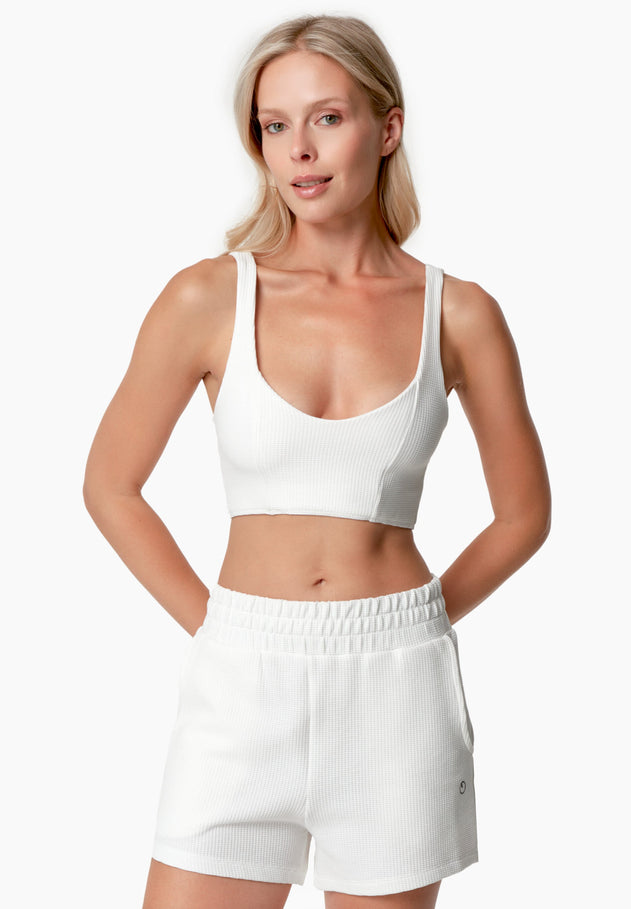 Bella Wafel Croptop Gebroken wit