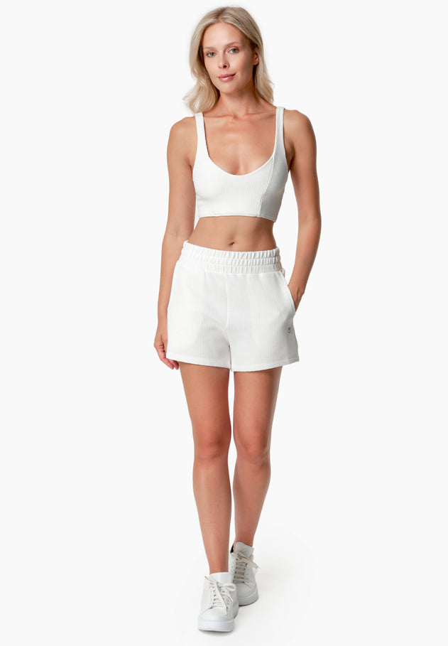 Bella Wafel Croptop Gebroken wit