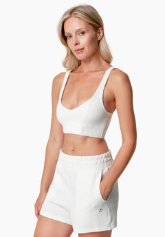 Bella Wafel Croptop Gebroken wit