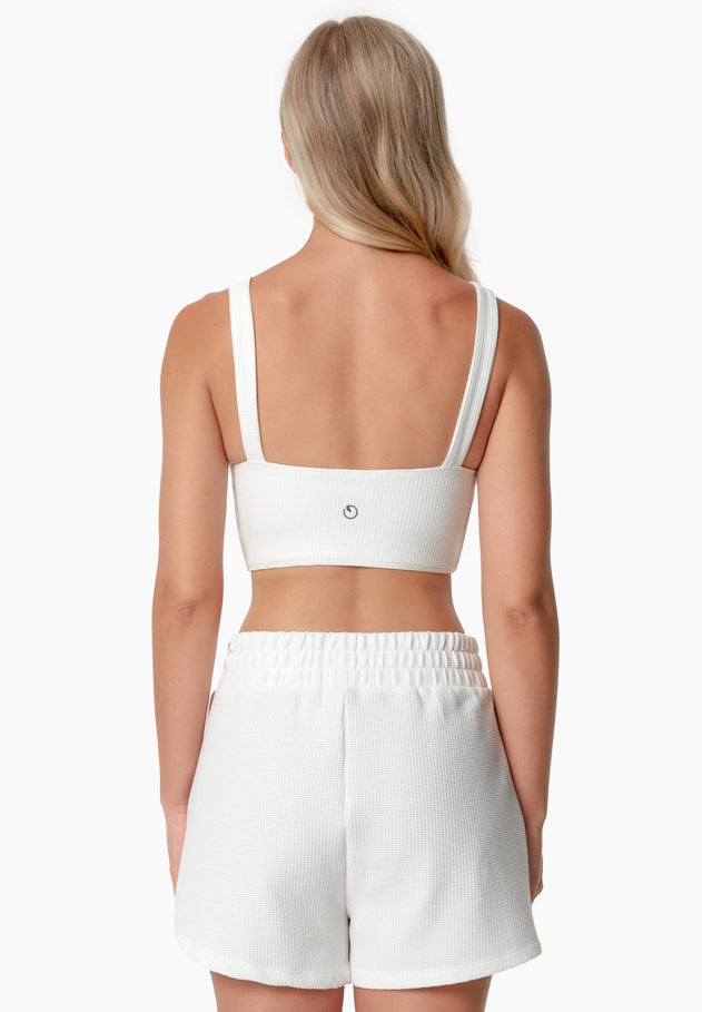 Bella Wafel Croptop Gebroken wit