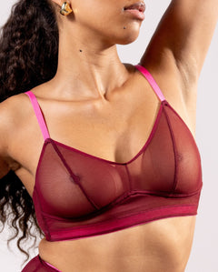 Mesh Balconette Burgundy/Neon Pink