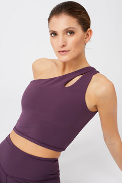 Cropped Shoulder Top + Flared Sports Pants Purple Passion