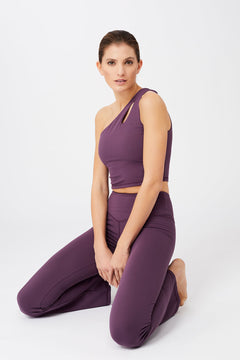 Cropped Shoulder Top + Flared Sports Pants Purple Passion