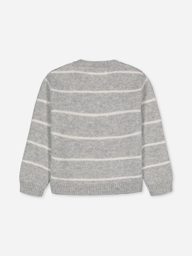 Baby's Cashmere Sweater Stripes Grey