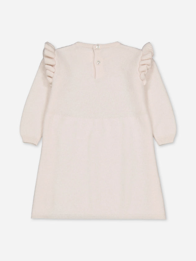 Baby's Ruffled Cashmere Dress Ivory