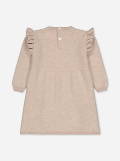 Baby's Ruffled Cashmere Dress Beige