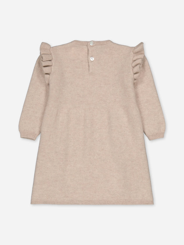 Baby's Ruffled Cashmere Dress Beige