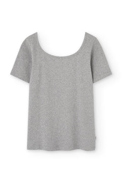 Brooke Short Sleeve Boat Neck T-Shirt Grey