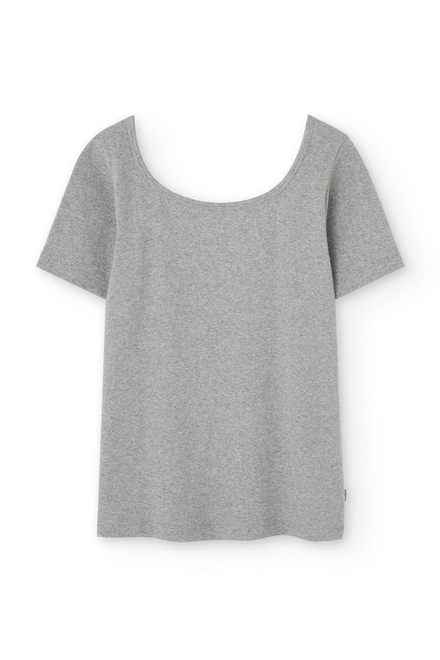 Brooke Short Sleeve Boat Neck T-Shirt Grey