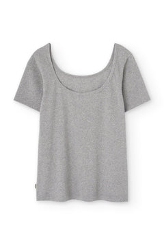 Brooke Short Sleeve Boat Neck T-Shirt Grey