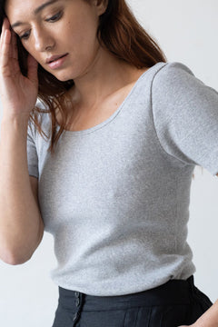 Brooke Short Sleeve Boat Neck T-Shirt Grey