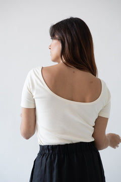 Brooke Short Sleeve Boat Neck T-Shirt White