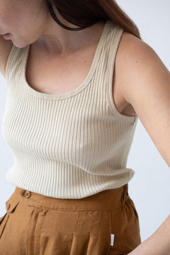 Bonnie Ribbed Tank Top Khaki