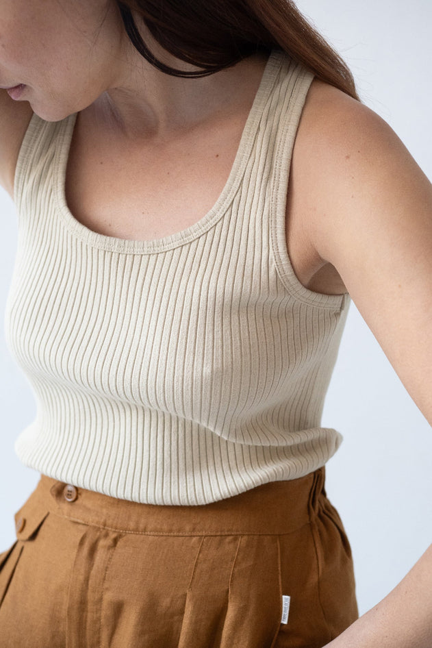 Bonnie Ribbed Tank Top Khaki