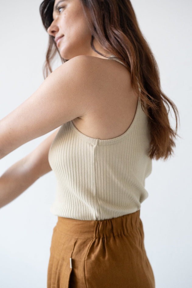 Bonnie Ribbed Tank Top Khaki