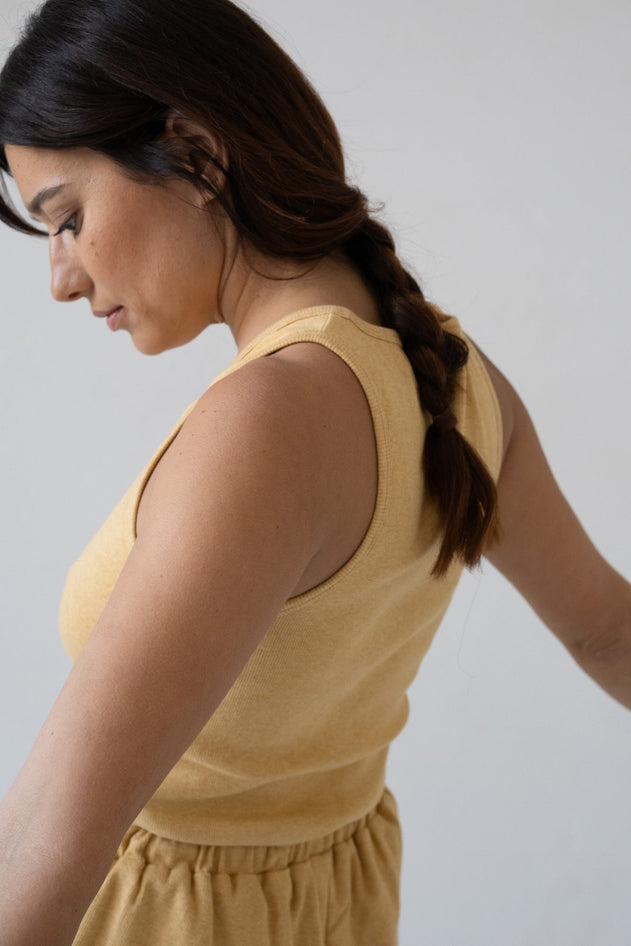 Bonnie Ribbed Tank Top Yellow