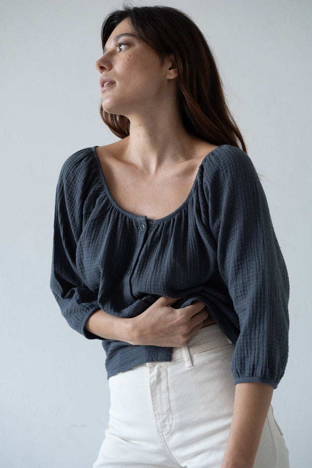 Blanche Mousseline Top Zwart