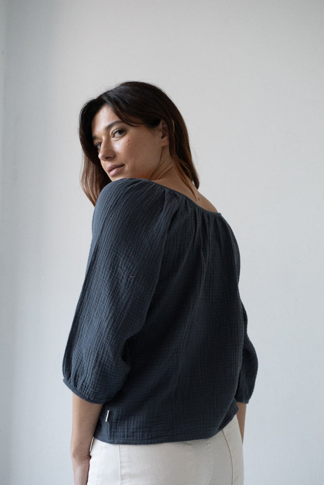 Blanche Mousseline Top Zwart