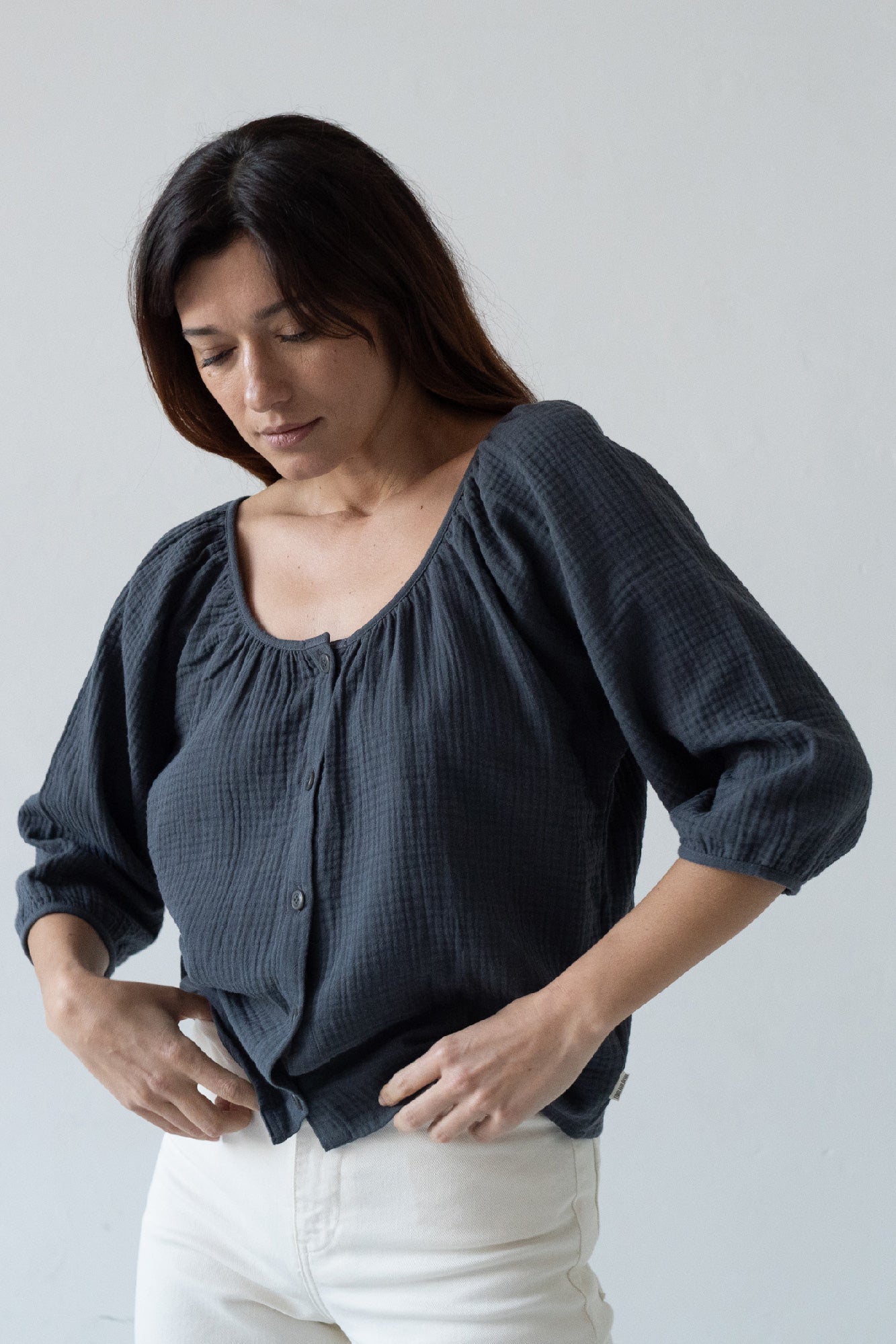 Blanche Mousseline Top Zwart