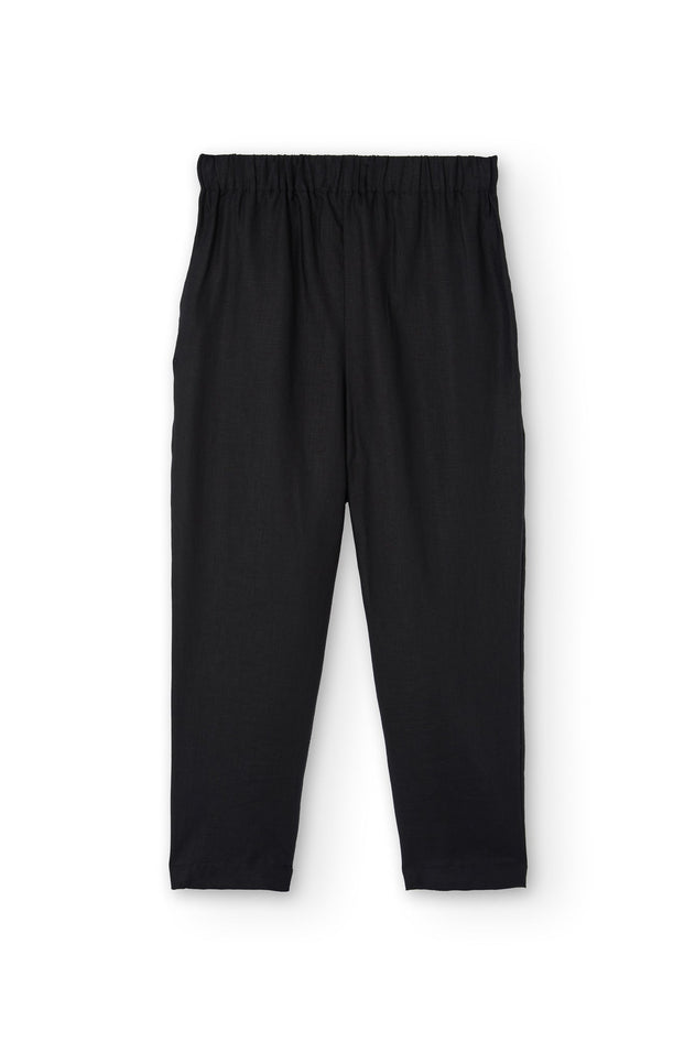 Bijoux Linen Pleated Trousers Black