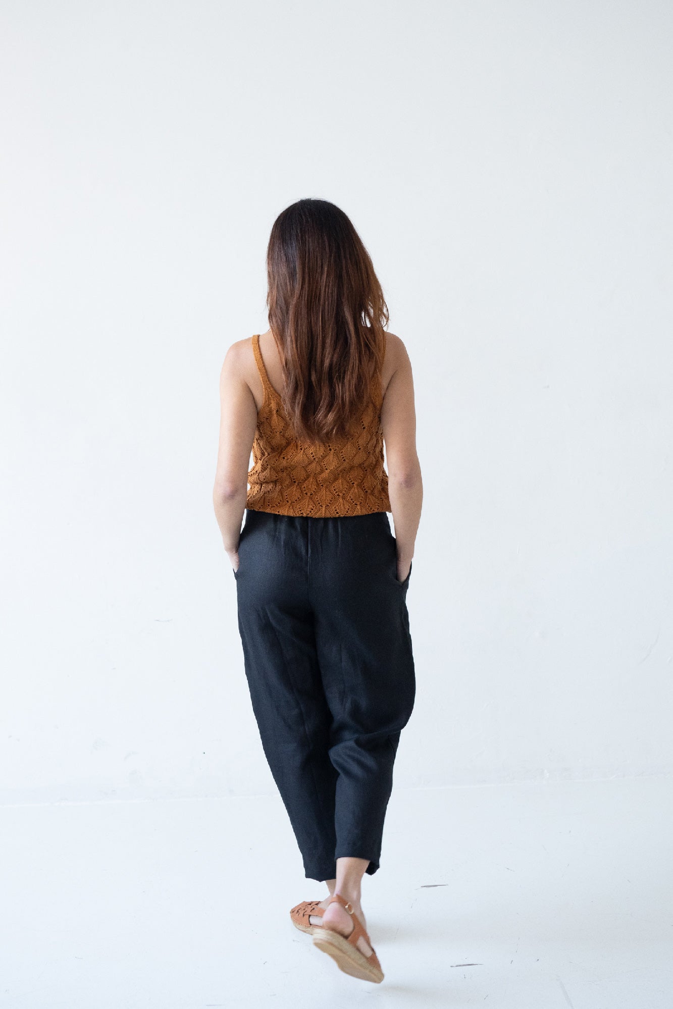 Bijoux Linen Pleated Trousers Black