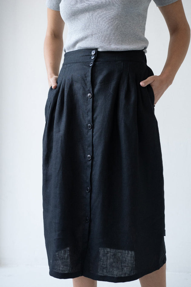 Bernadette Linen Skirt Black