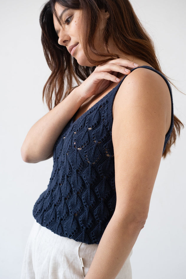 Basile Openwork Tank Top Blue