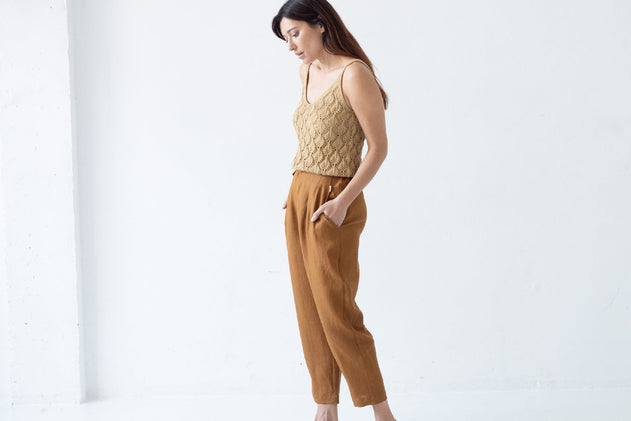 Basile Openwork Tank Top Mustard