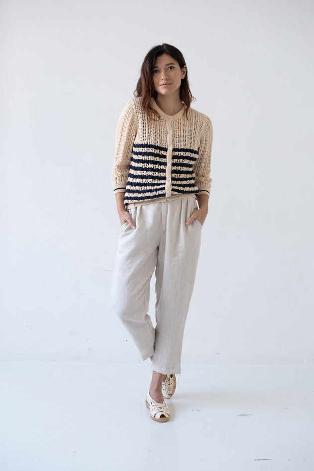 Bibi Katoenen Vest Tweekleurig Beige