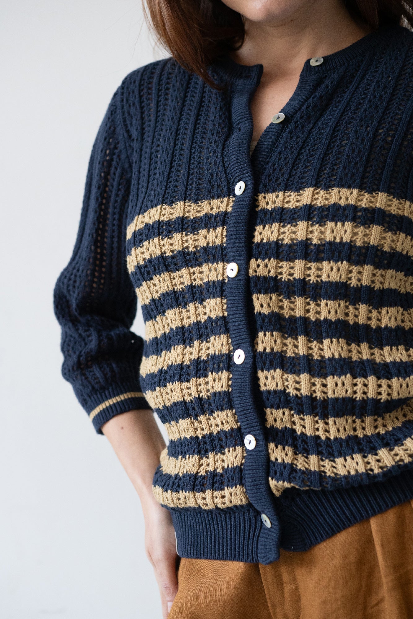 Bibi Katoenen Vest Tweekleurig Blauw