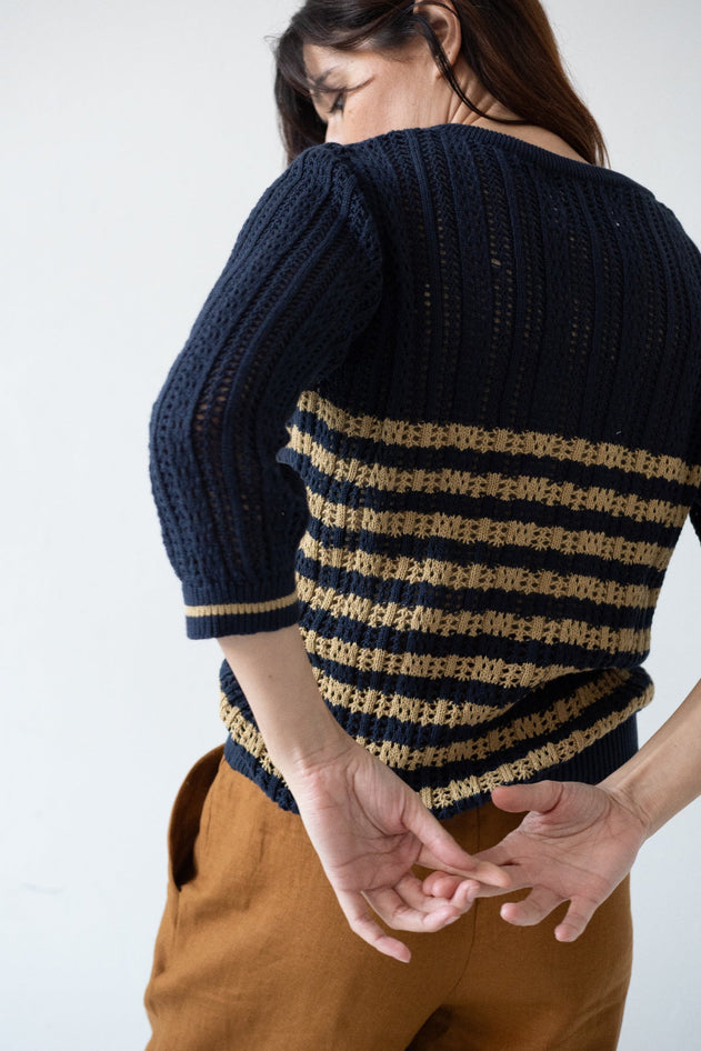 Bibi Katoenen Vest Tweekleurig Blauw