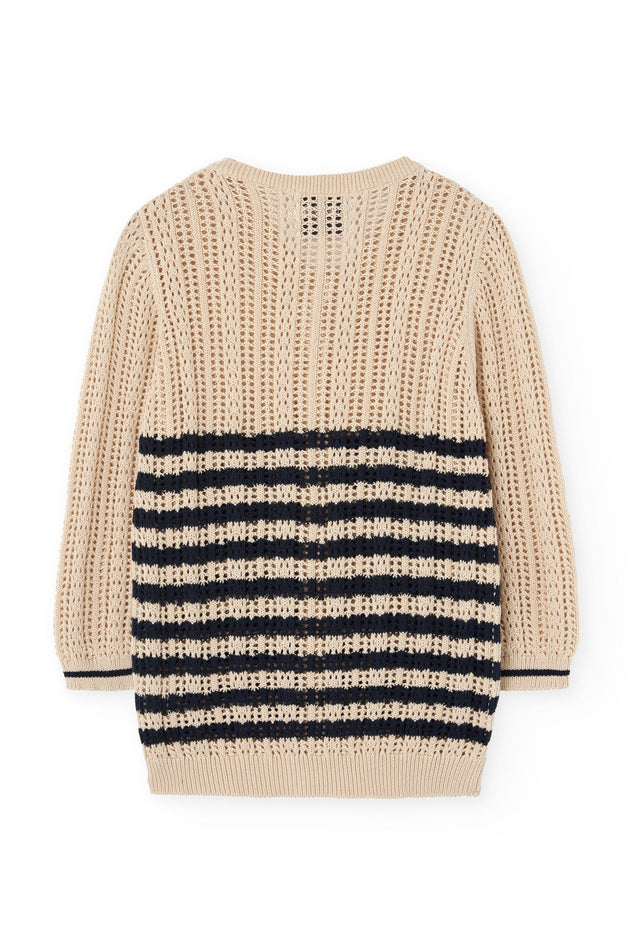 Bibi Katoenen Vest Tweekleurig Beige