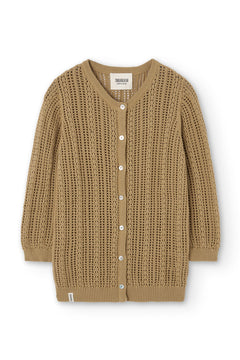 Bibi Openwork Oversize Cardigan Mustard