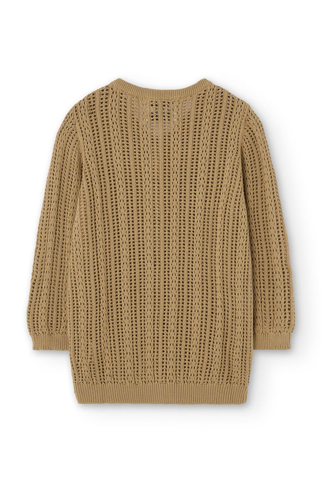 Bibi Openwork Oversize Cardigan Mustard