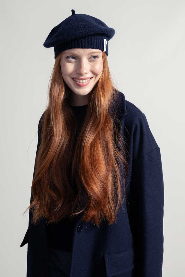 Nicole Recycled Cashmere Beret Blue