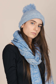 The Hemp Wool Bobble Beanie  Sky Blue