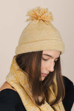 The Hemp Wool Bobble Beanie  Yellow