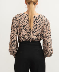 Blaze Silk Blouse Dots Beige