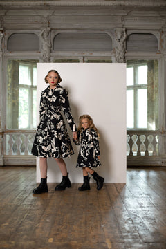 Blooming Night Kids' Raincoat Black and White