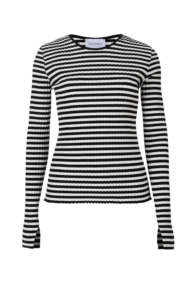 Brera Ribbed Long-Sleeve Top Black Stripes