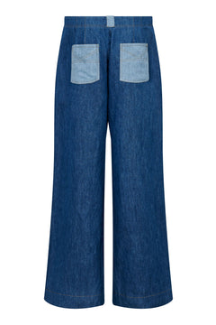 Lola Cotton Trouser Mid Wash Blue