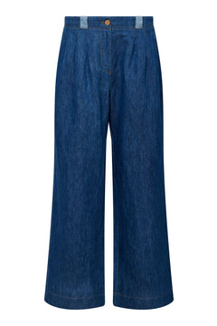 Lola Cotton Trouser Mid Wash Blue