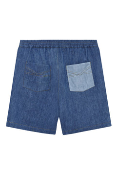 Mario Linen Shorts Patchwork Blue