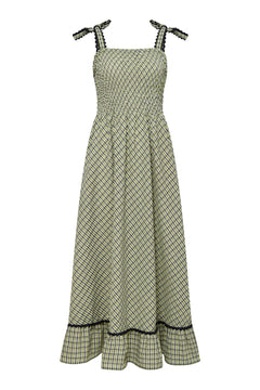 Hoya Cotton Dress Check Green