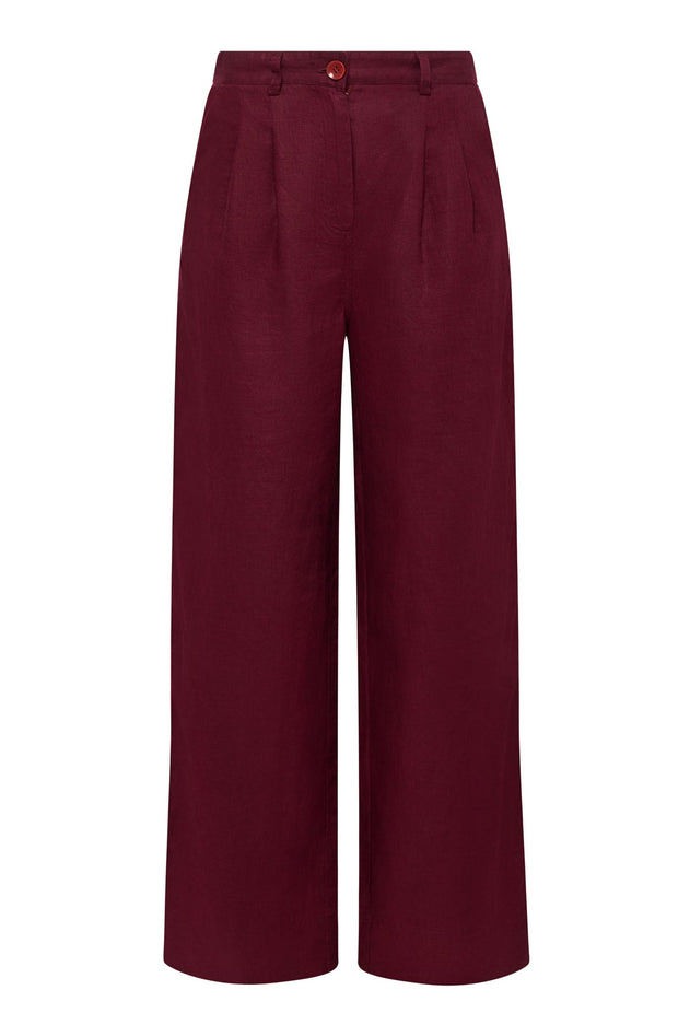 Lion Linen Trousers Berry Red