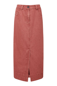 Grace Organic Cotton Denim Skirt Red