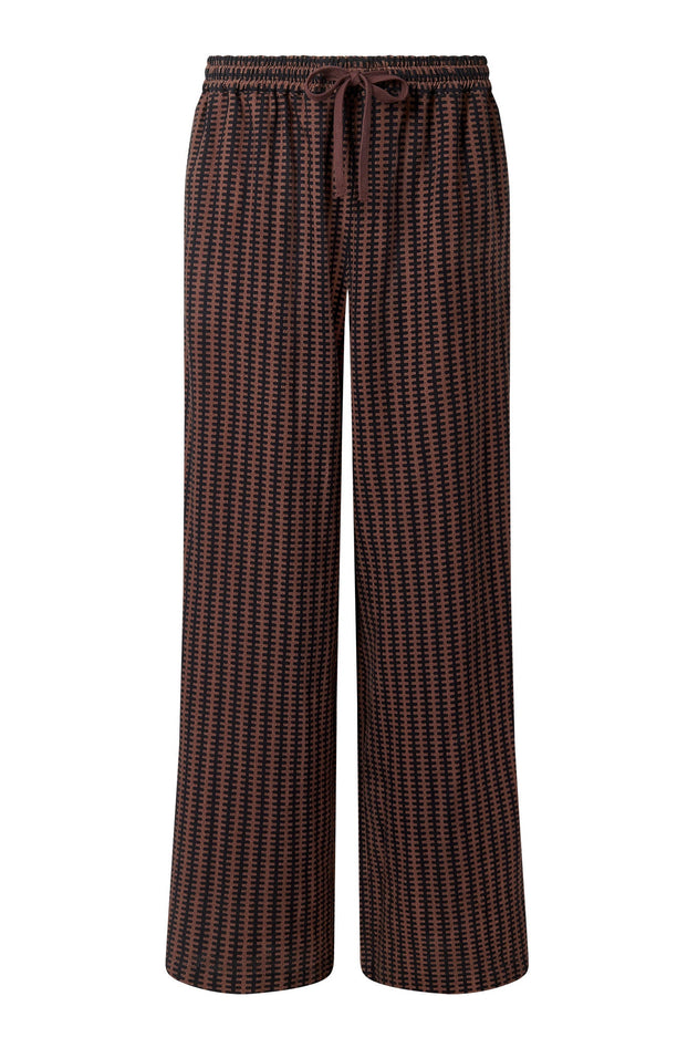 Beach Organic Cotton Print Trousers Brown Stripe