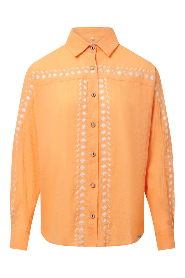 Hanako Embroidery Shirt Cantaloupe Orange